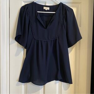 Loft Outlet Navy Flowy Short Sleeve Top Medium